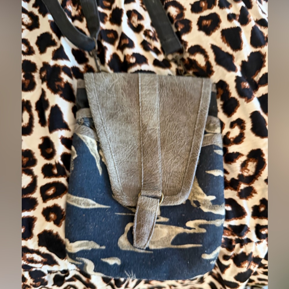 Camouflage and Gray Crossbody Bag